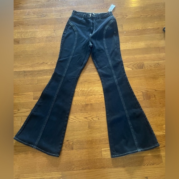 Pacsun flare NWT high-rise size 26 black with white stitching, no pockets - Picture 4 of 15